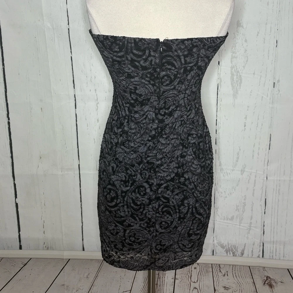 a'gaci Elegant Black Lace Midi Dress